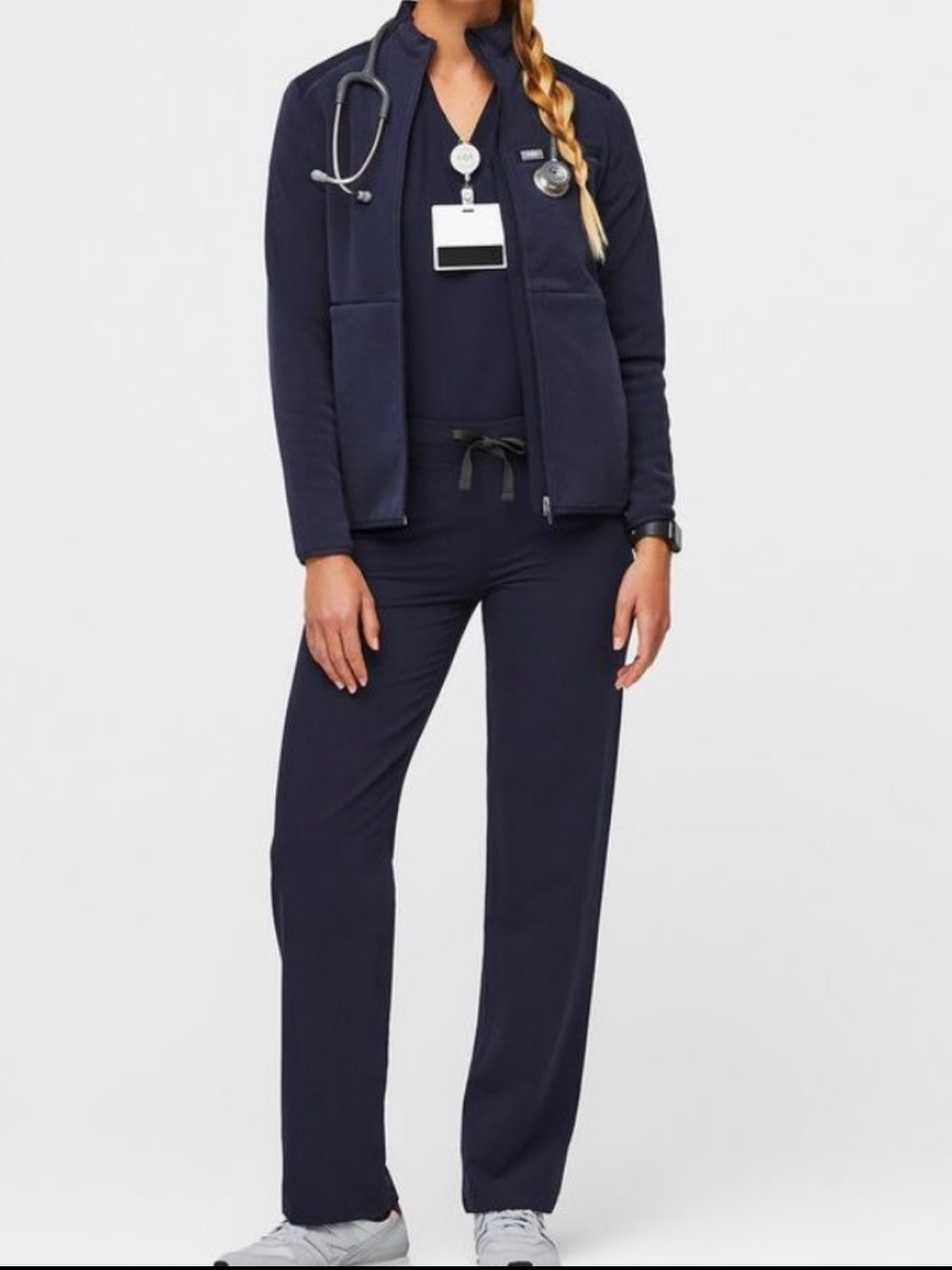 Figs Navy Straight-Leg Scrub Pants